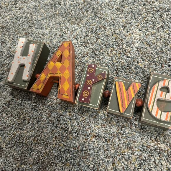 Happy Harvest Tabletop Home Decor Fall Autumn Mixed Prints Letter Cutouts - Picture 7 of 9